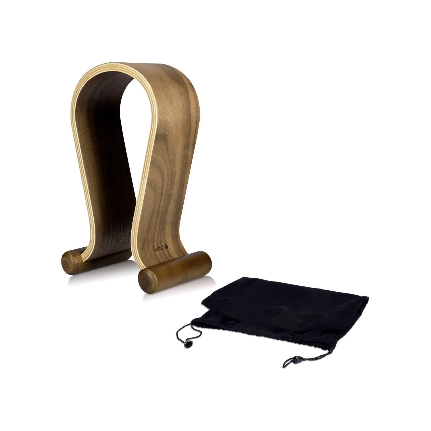 kalibri Wooden Omega Headphone Stand - Universal Walnut Wood Headset Holder for Gaming, DJ & Studio Headphones