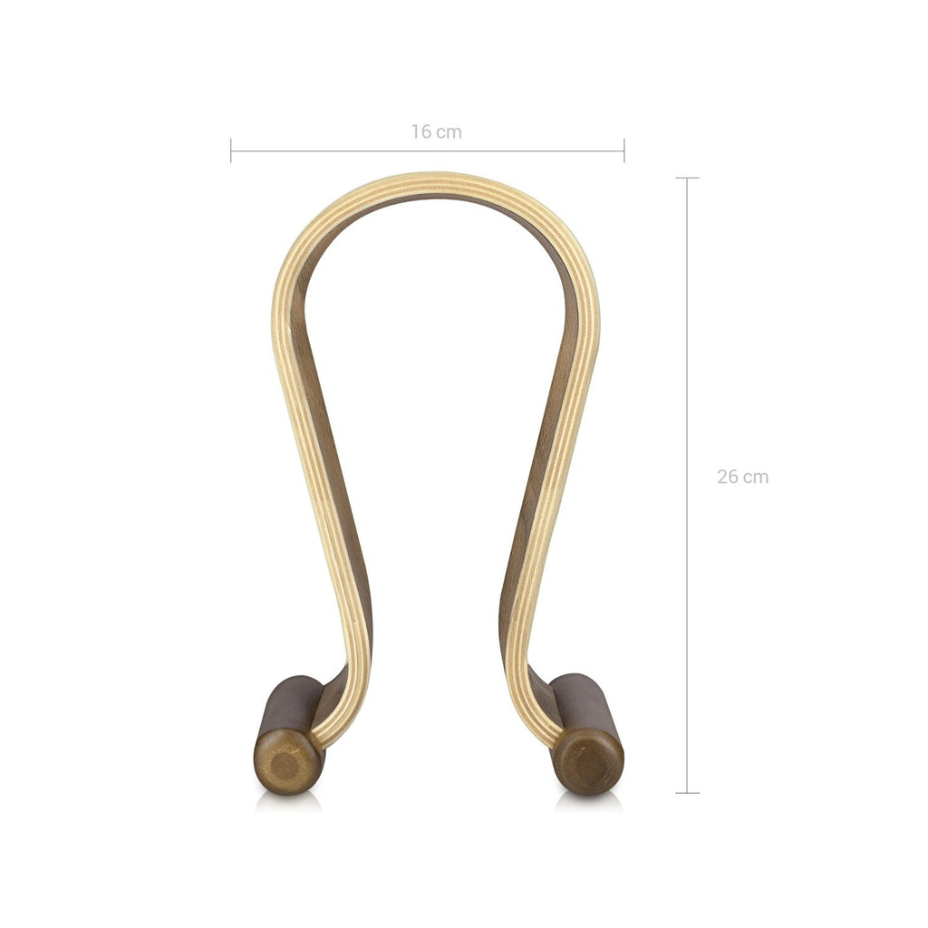 kalibri Wooden Omega Headphone Stand - Universal Walnut Wood Headset Holder for Gaming, DJ & Studio Headphones