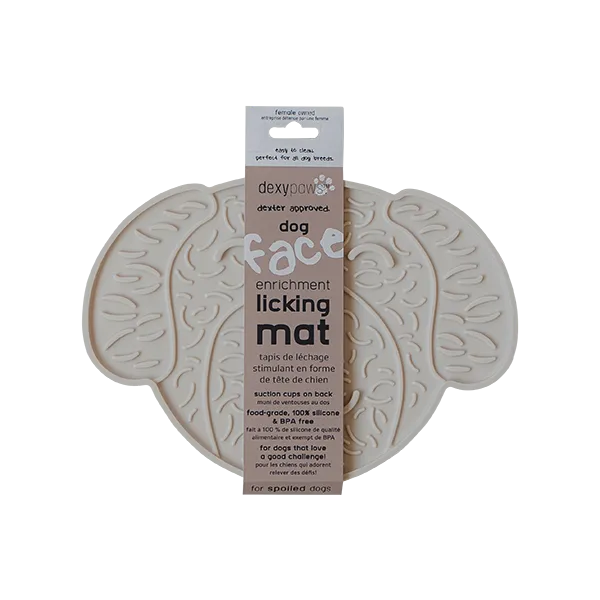 Dexypaws Dog Head Enrichment Lick Mat – White