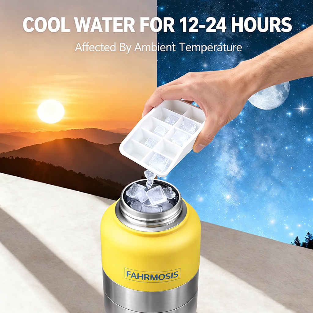32 oz Insulated Dog Water Bottle with 2 Bowls – Portable Pet Water Bottle for Small Dogs (yellow)