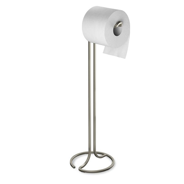 Umbra Squire Toilet Paper Stand – Modern Freestanding Bathroom Tissue Holder (Metal Finish)