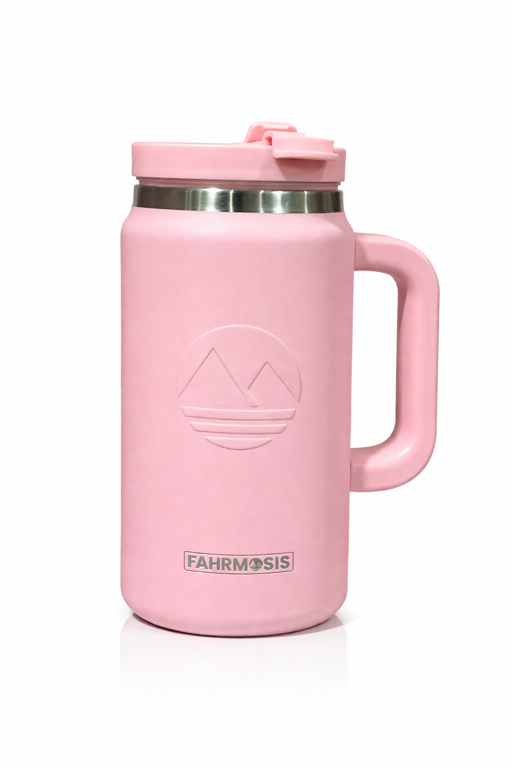 50 oz Insulated Tumbler with Handle & Straw – Stainless Steel Travel Mug (Pink)