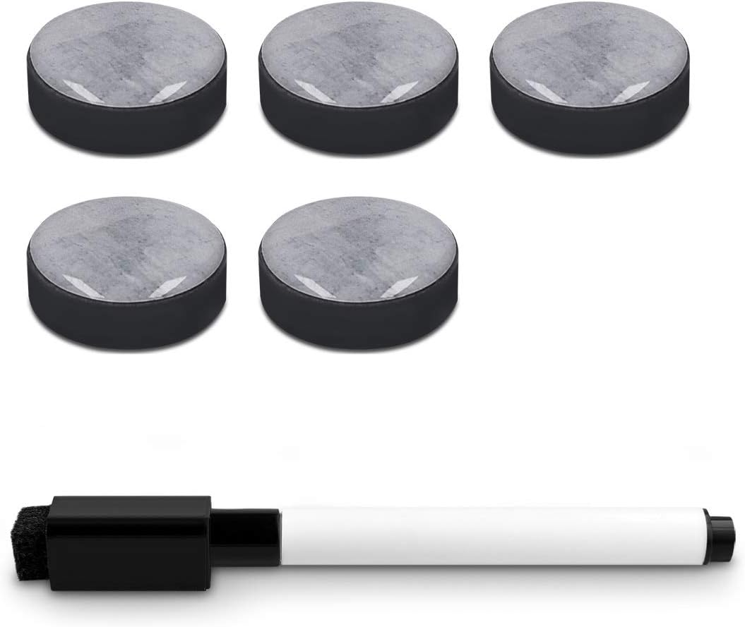 Navaris Magnetic Dry Erase Board with Concrete Design - 16 x 24 Inch Decorative Grey Whiteboard for Wall - Includes Marker & 5 Magnets