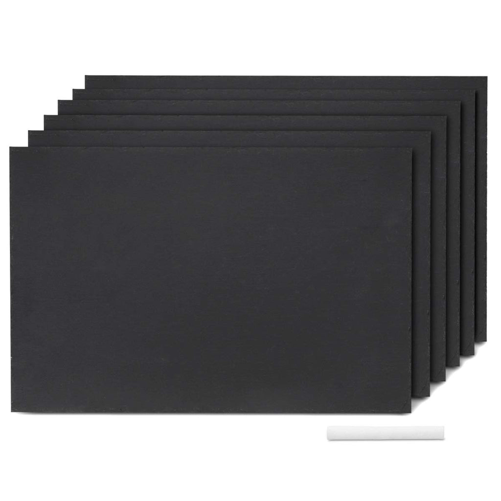 Navaris Slate Plates Set of 8 – Food-Safe Natural Stone Serving Plates for Cheese, Charcuterie, Appetizers & Desserts (30 x 20 cm)