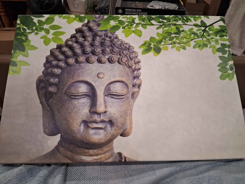 Buddha Canvas Wall Art – Zen Meditation Wall Décor with Nature Leaves (Waterproof Indoor/Outdoor Print)