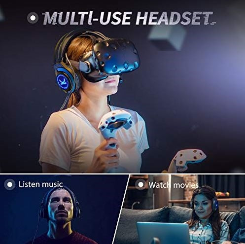 VANKYO CM7000 Pro Gaming Headset with 7.1 Surround Sound Stereo Xbox One Headset, Red / Blue