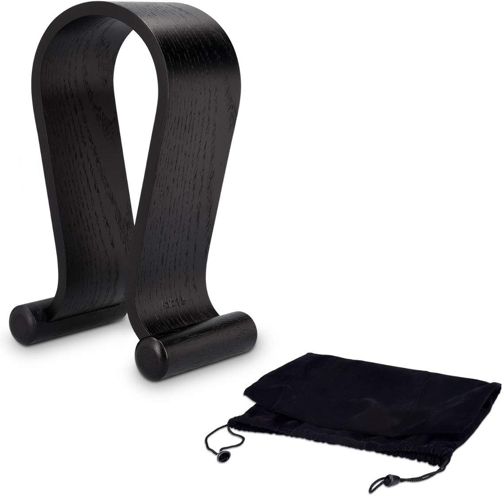 kalibri Wooden Omega Headphone Stand - Universal Black Wood Headset Holder for Gaming, DJ & Studio Headphones