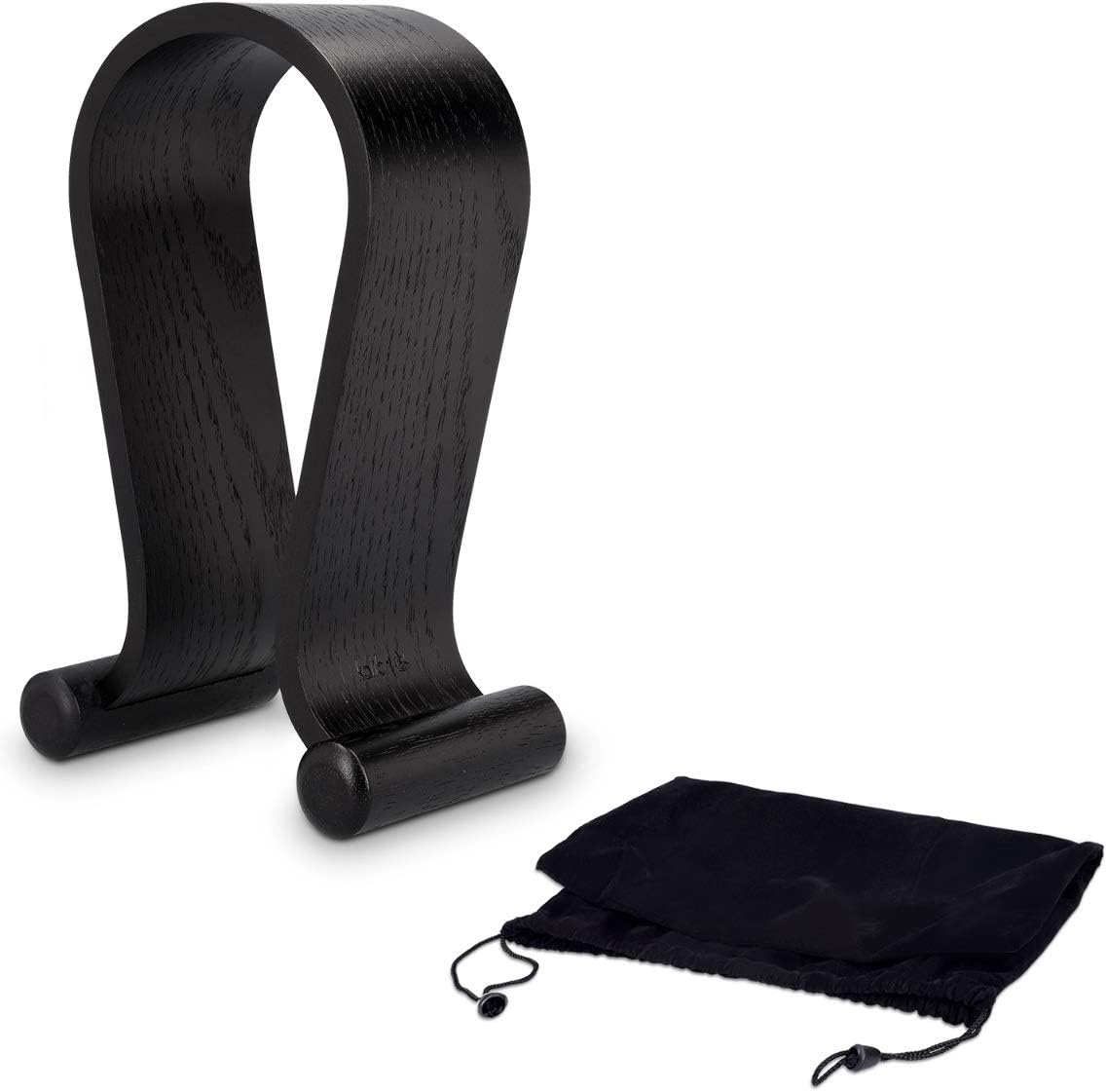 kalibri Wooden Omega Headphone Stand - Universal Black Wood Headset Holder for Gaming, DJ & Studio Headphones
