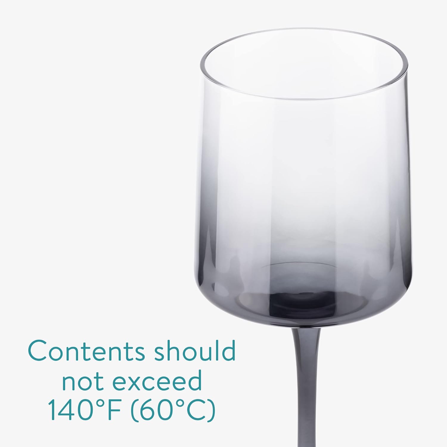 Navaris Gray Square Wine Glasses Set of 4 – 13.5oz Smoke-Colored Stemmed Glassware for Wine, Cocktails, Beer & Desserts