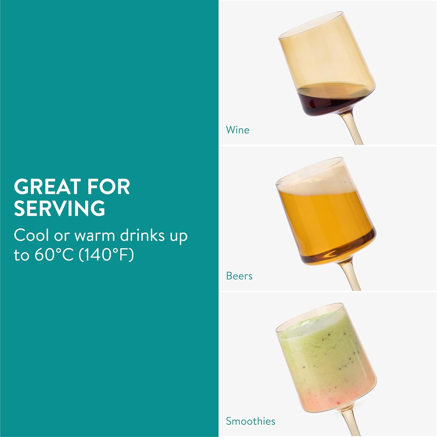 Navaris Multi-Colour Tinted Wine Glasses Set of 4 – 13.5oz Colored Stemmed Glassware for Wine, Cocktails & Desserts