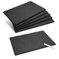 Navaris Natural Slate Serving Plates Set of 6 – Rectangular Stone Serving Trays with Chalk for Cheese, Appetizers & Charcuterie (30 x 20 cm)