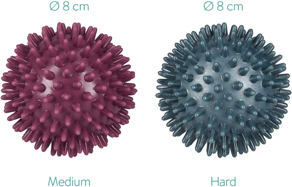 Navaris Spiky Massage Balls Set of 2 – Hedgehog Trigger Point Massage Balls for Self Massage & Muscle Recovery, 3-Inch Diameter