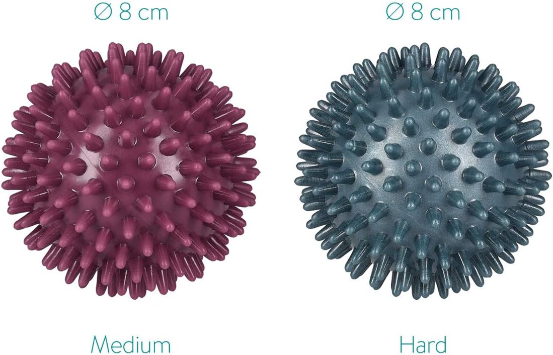 Navaris Spiky Massage Balls Set of 2 – Hedgehog Trigger Point Massage Balls for Self Massage & Muscle Recovery, 3-Inch Diameter