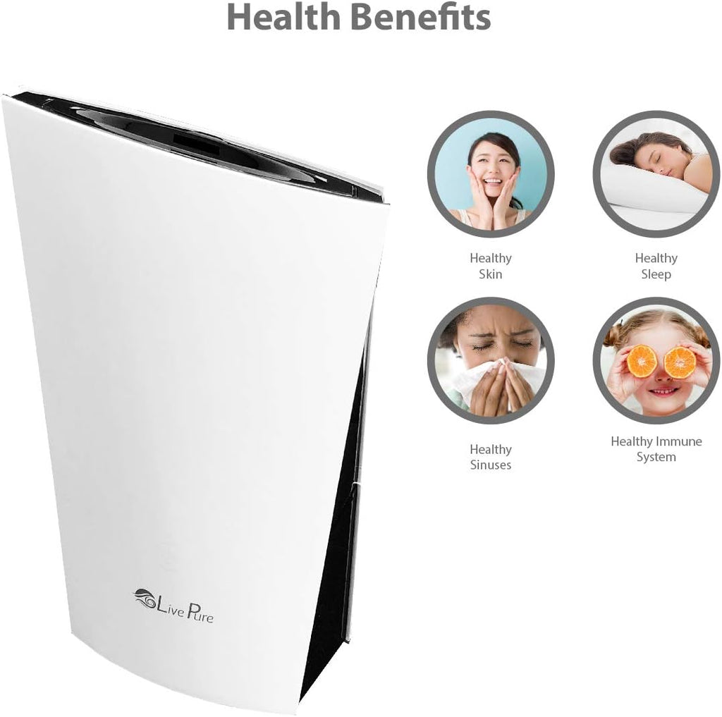 LivePure Ultrasonic Humidifier – Medium Size Cool Mist Humidifier (White)