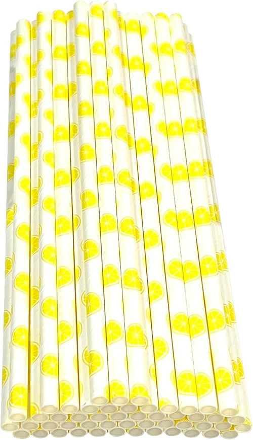 50PCS Biodegradable Paper Drinking Straws – Eco-Friendly Fruit Pattern (Watermelon Design) for Cocktails, Coffee & Cold Drinks