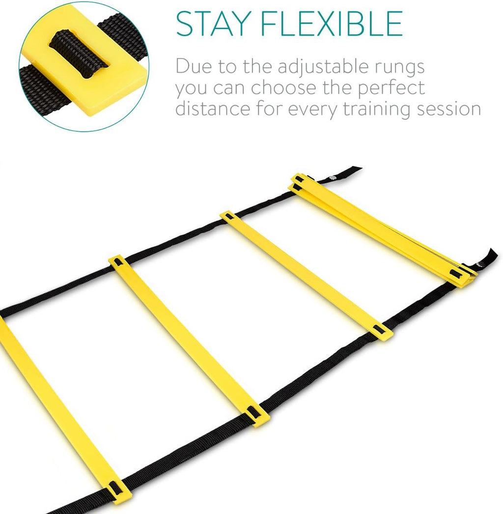 Navaris Agility Ladder 20ft (6m) – Speed Training Ladder with 12 Adjustable Rungs for Football, Soccer, Tennis & Fitness