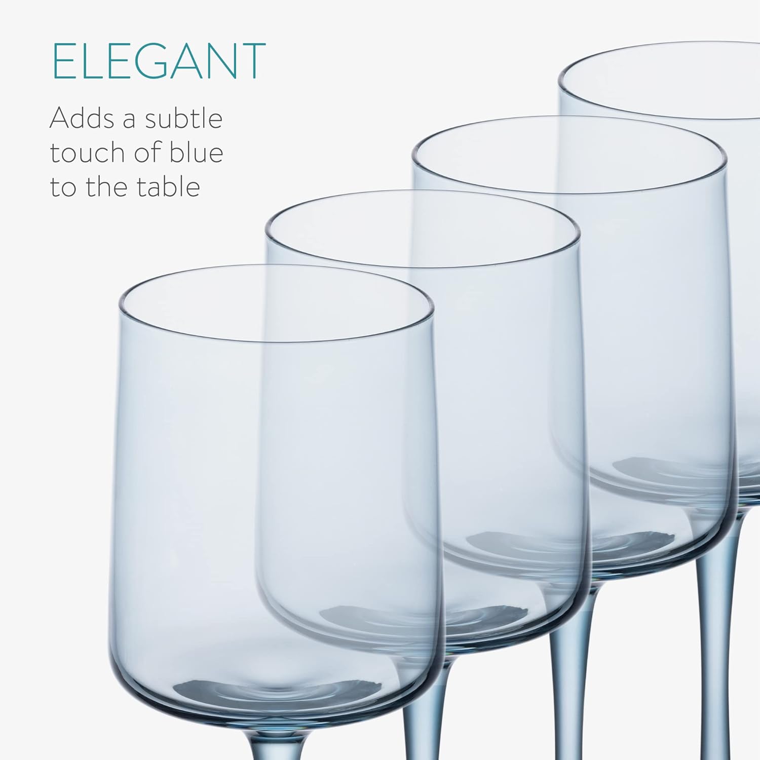 Navaris Blue Square Wine Glasses Set of 4 – 13.5oz Colored Stemmed Glassware for Wine, Cocktails, Beer & Desserts