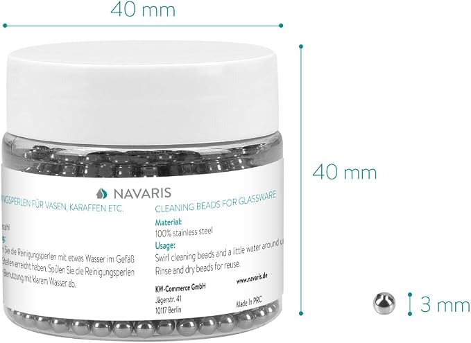 Navaris Decanter Cleaning Beads – 1000 Reusable Stainless Steel Cleaning Balls (3mm) for Wine Decanters, Bottles & Carafes