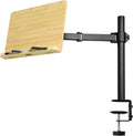 Navaris bamboo book stand with adjustable clamp holder for reading books sheet music tablets and e-readers