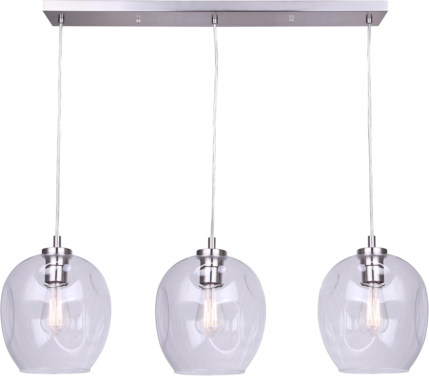 Modern 3-Light Glass Pendant Ceiling Light – Elegant Hanging Lamp Set (3 Pack)