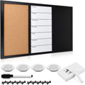 Navaris 3-in-1 Combination Board – Cork Board, Magnetic Whiteboard & Chalkboard Weekly Planner – 16 x 24 Inch Bulletin Board Organizer for Home, Office & Classroom
