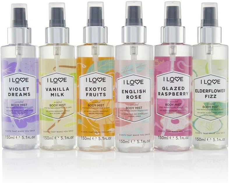 I Love Glazed Raspberry Body Mist – Sweet Fruity Fragrance Spray with Raspberry, Strawberry & Vanilla Notes, 165 ml (5.6 fl oz)