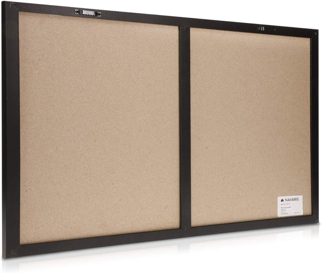 Navaris Magnetic Combination Chalk & Cork Board – 16 x 24 Inch Framed Bulletin Board with Chalkboard, Magnets, Push Pins & Wall Mounting Hardware