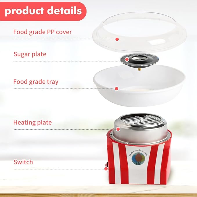 Bella Cotton Candy Maker Machine – Includes Cones & Scoop