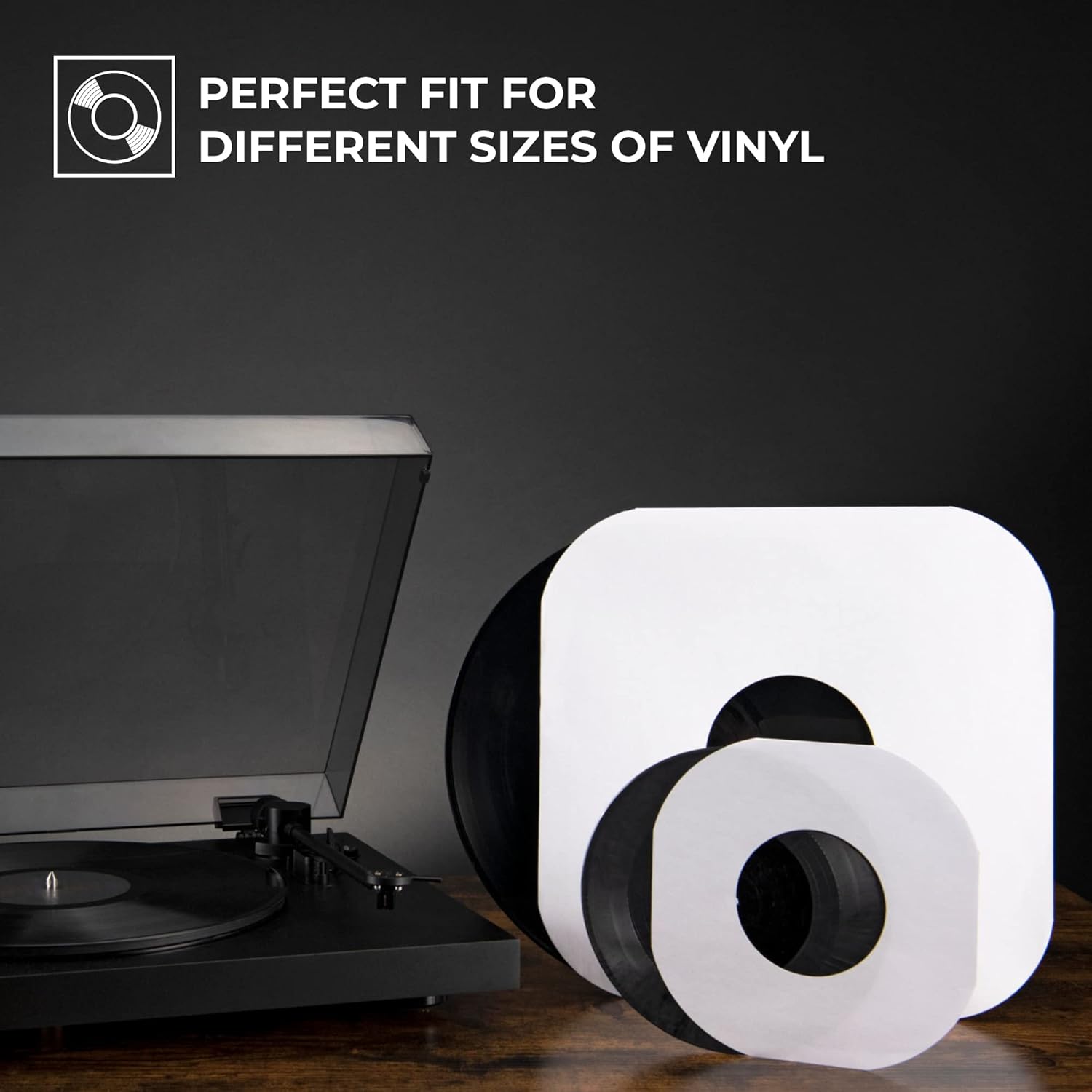 Big Fudge 12" Vinyl Record Inner Sleeves – 100 Pack Heavyweight Acid-Free Paper LP Record Covers for Dust, Dirt & Scratch Protection