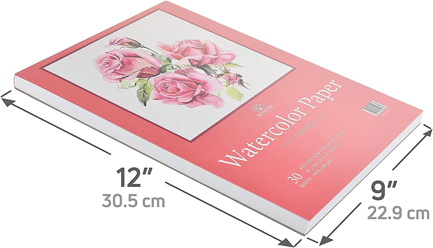 Art-n-Fly Watercolor Paper Pad 9 x 12 Inch, 30 Sheets, Cold Press 140 lb Watercolor Sketchbook, Acid-Free Paper for Watercolor Painting, Drawing, Wet & Mixed Media, Ideal for Artists and Kids