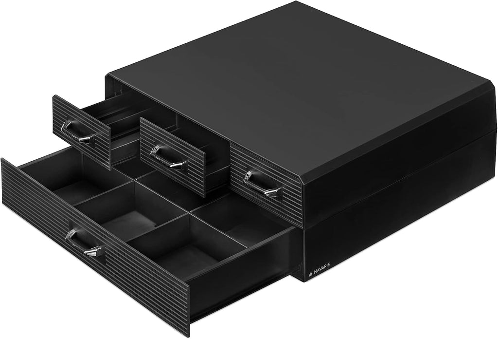 Navaris Coffee Pod Holder with 4 Drawers – 2-Tier Coffee Capsule Storage Organizer Compatible with Nespresso, K-Cups, CBTL & Verismo – Black
