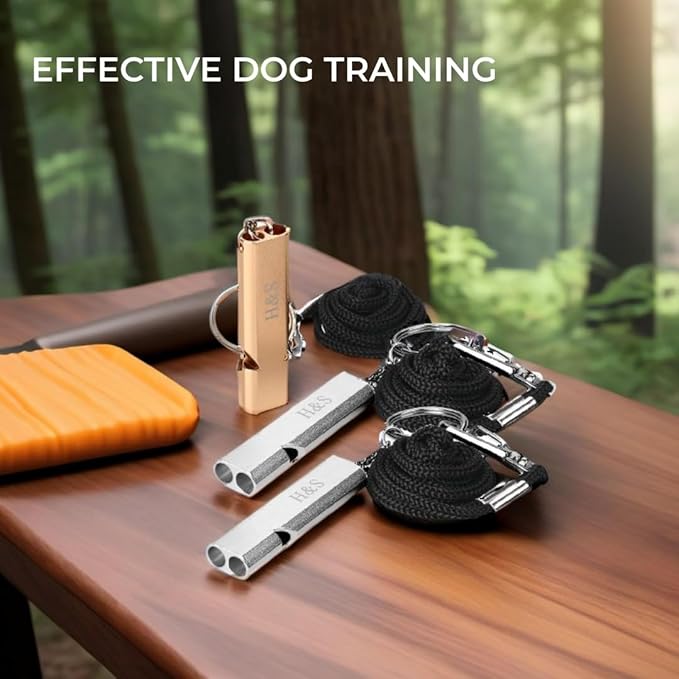 H&S Survival Safety Whistles Set of 3 – Aluminum Emergency Whistles with Lanyards for Camping, Boating, Sports & Dog Training