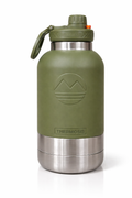 64 D Oz  Insulated Dog Water Bottle with 2 Bowls – Portable Pet Water Bottle for Small Dogs (Arm Green)