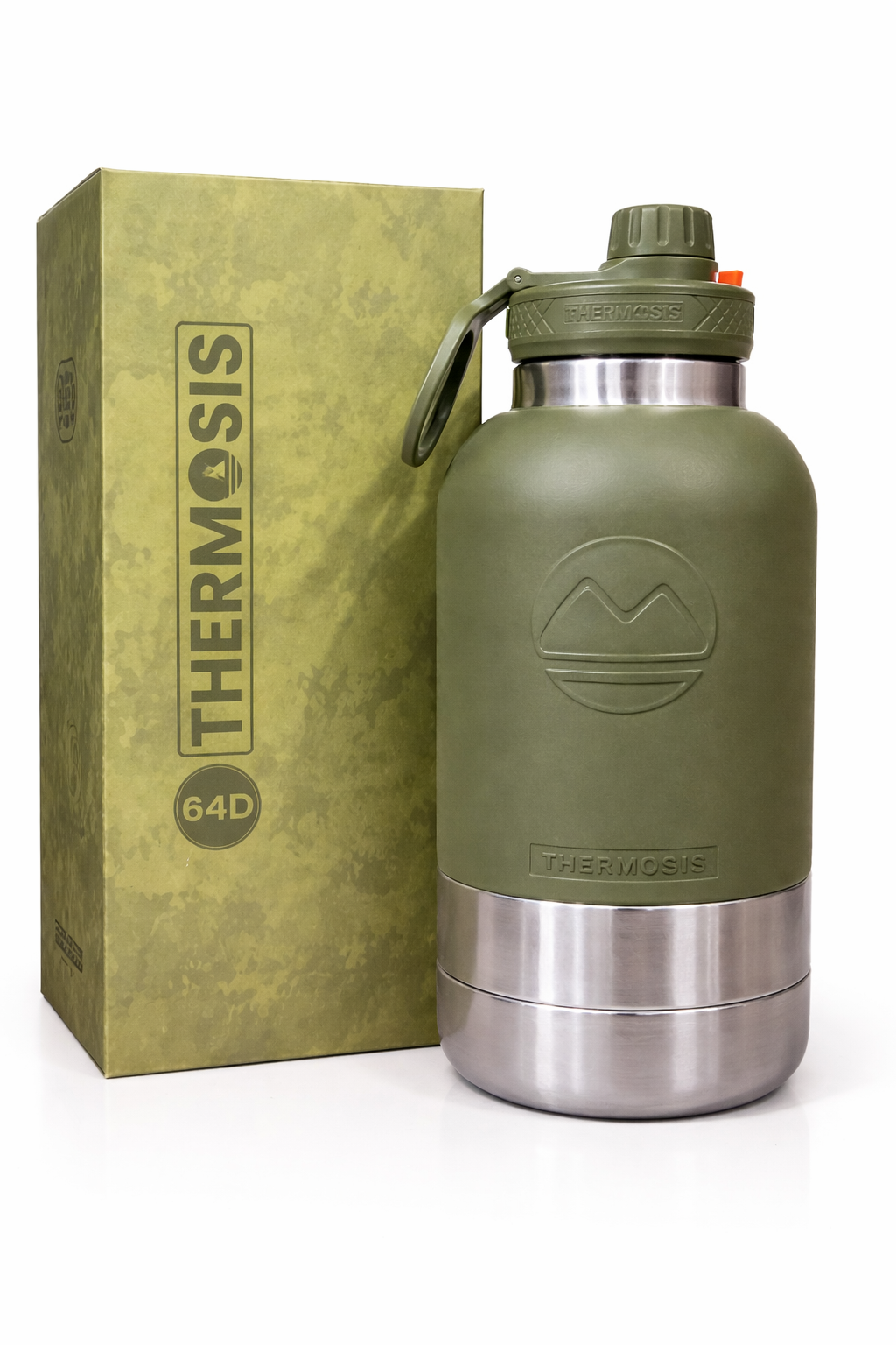 64 D Oz  Insulated Dog Water Bottle with 2 Bowls – Portable Pet Water Bottle for Small Dogs (Arm Green)