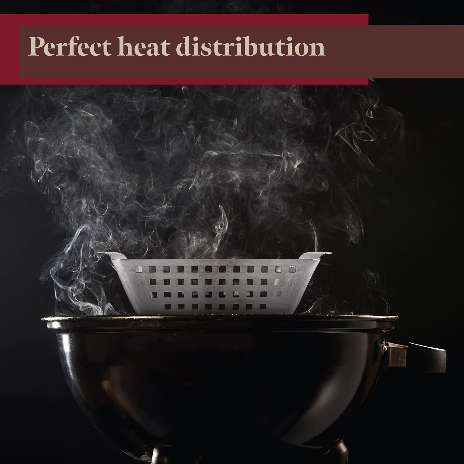 GOURMEO Stainless Steel Grill Basket – 8.2" x 8.2" x 2.7" BBQ Grilling Basket for Vegetables, Fish & Meat
