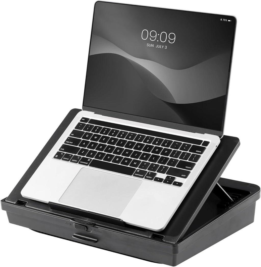 Navaris adjustable laptop tray with cushion lap desk for laptop tablet reading and drawing in black