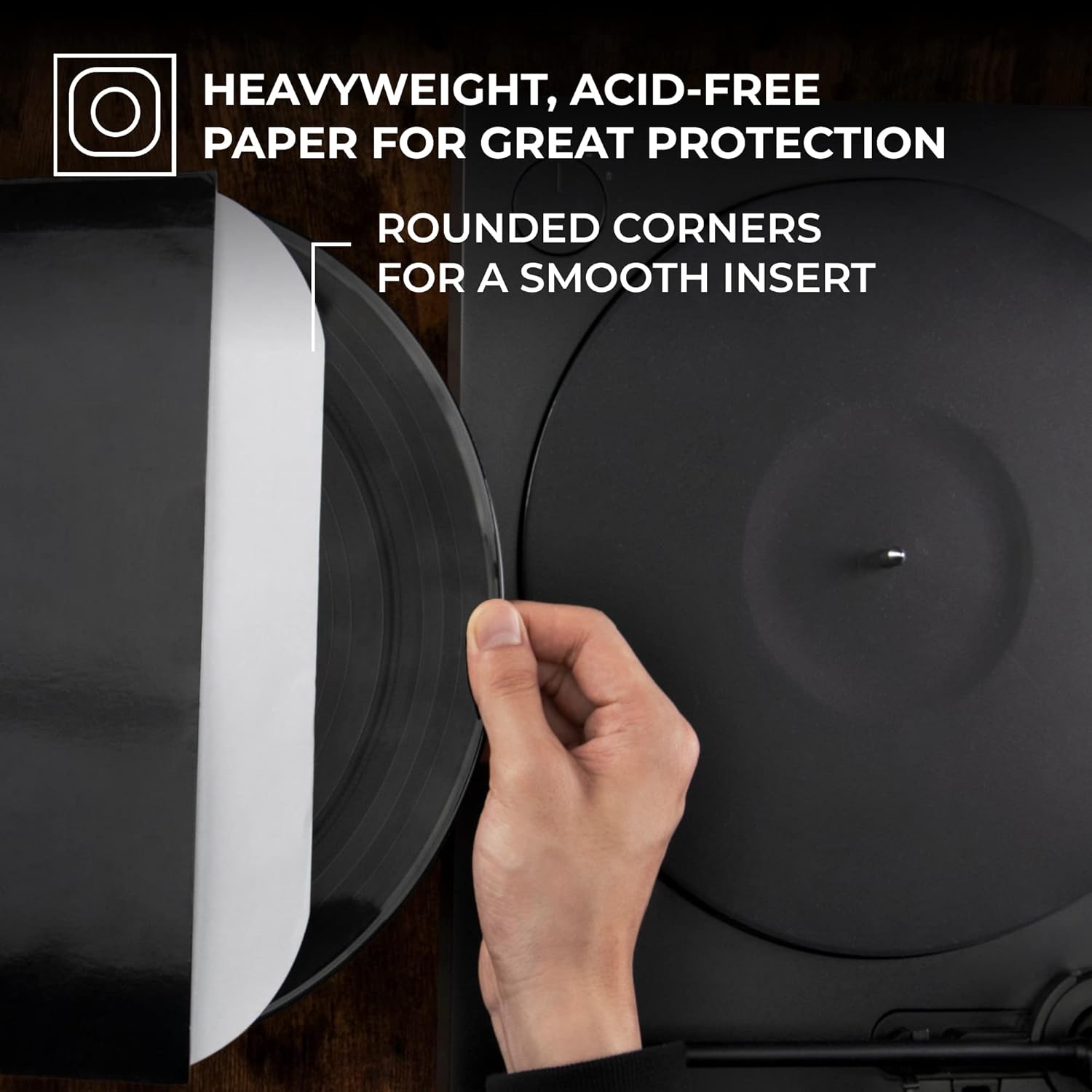 Big Fudge 12" Vinyl Record Inner Sleeves – 100 Pack Heavyweight Acid-Free Paper LP Record Covers for Dust, Dirt & Scratch Protection