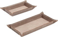 Navaris PU Leather Tray Set - 2 Piece Valet Tray & Trinket Organizer - Key, Watch, Jewelry & Desk Storage Tray Set - Cream