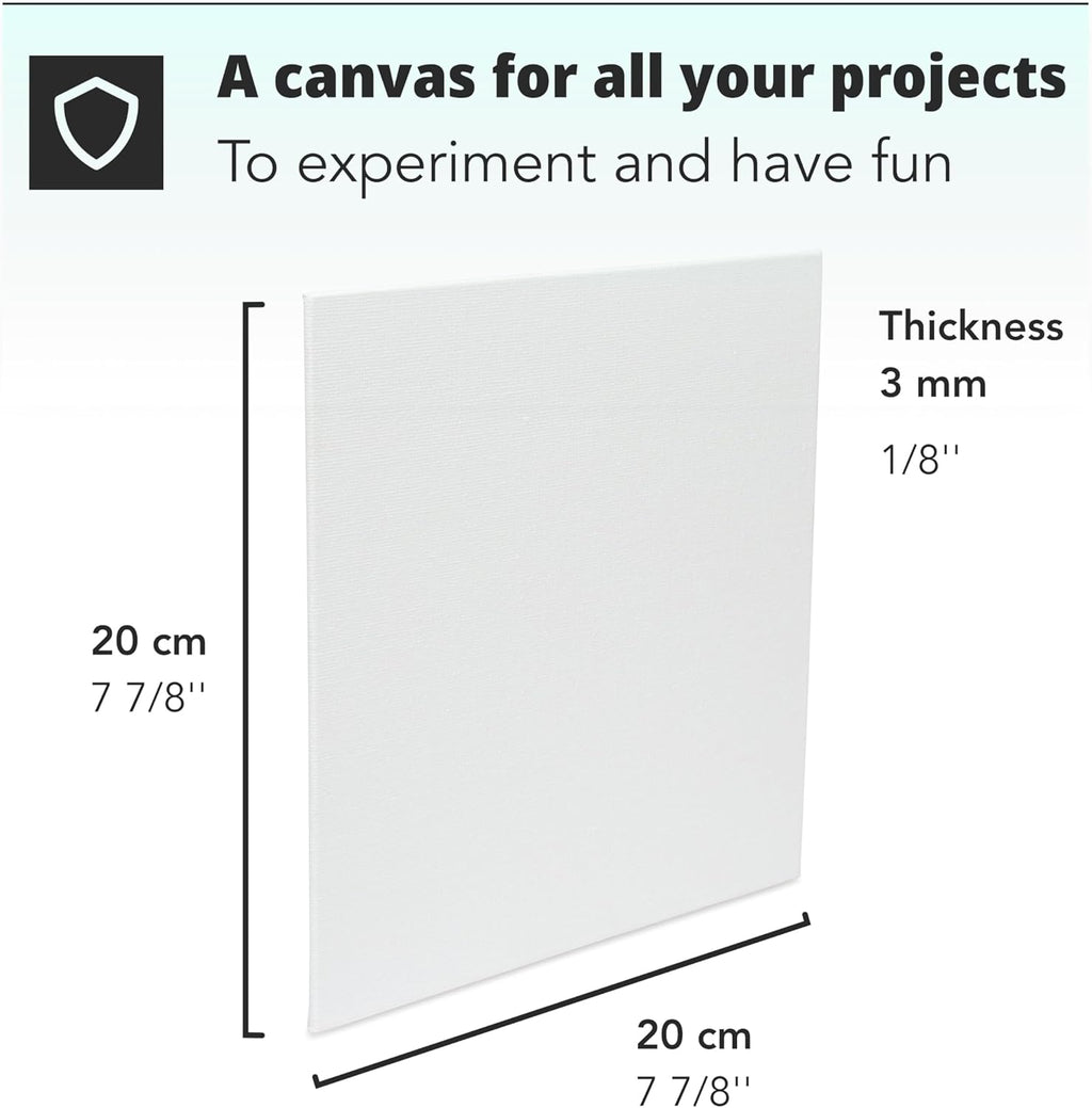 H&S Blank Canvas Board Frame Set, 5 Pack 20 x 20 cm Artist Stretched Canvases, Primed Painting Boards for Acrylic, Oil, Watercolor & Mixed Media Art