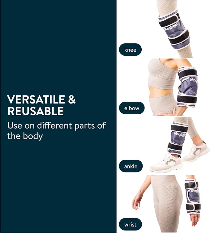 Magic Gel Ice Pack for Knee – Reusable Hot & Cold Therapy Wrap with Adjustable Straps for Knee, Elbow, Calf & Wrist Relief