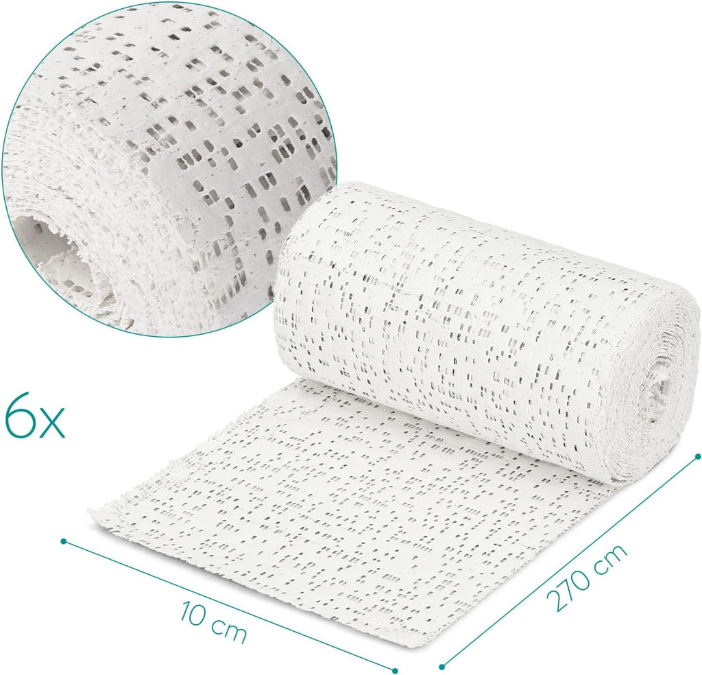Navaris Plaster Cloth Rolls, Medium Pack of 6, 4" x 118" Plaster of Paris Gauze Bandages for Body Casts, Belly Casting, Sculpting, Masks, Craft Projects & DIY Art