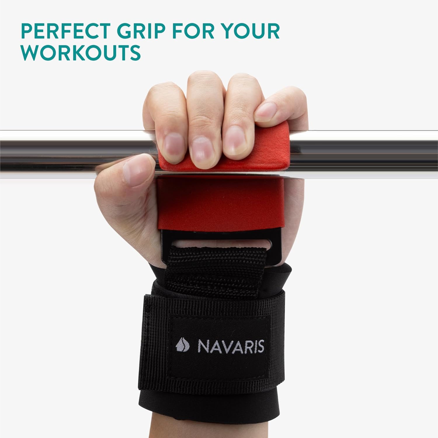 Navaris Weight Lifting Straps with Metal Hooks – Set of 2 Padded Wrist Straps for Weightlifting, Bodybuilding & CrossFit