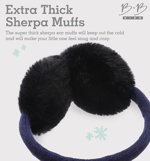 Brook + Bay Kids Plush Animal Earmuffs - Cozy Winter Ear Warmers for Boys & Girls - Navy Blue