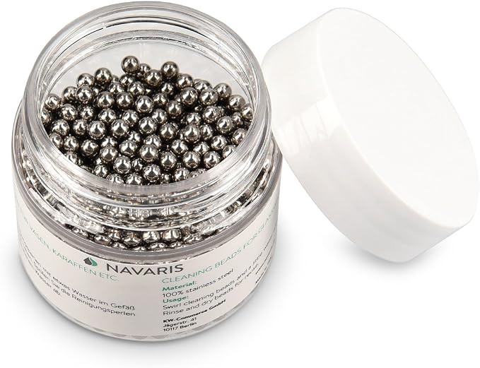 Navaris Decanter Cleaning Beads – 1000 Reusable Stainless Steel Cleaning Balls (3mm) for Wine Decanters, Bottles & Carafes