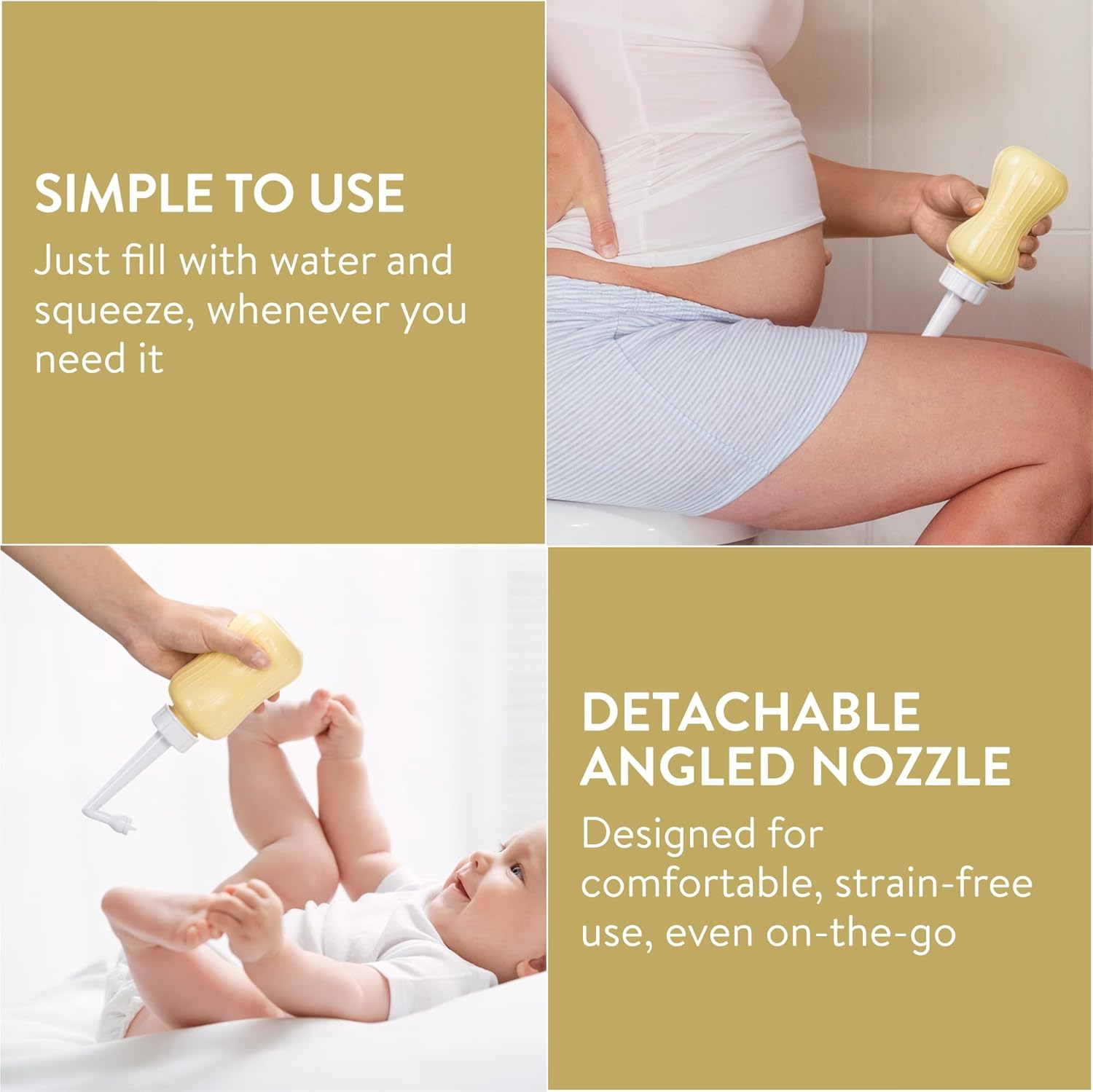 Cynpel Peri Bottle for Postpartum Care & Feminine Hygiene – Portable Bidet for Hemorrhoid Relief, 1 Pack, Yellow
