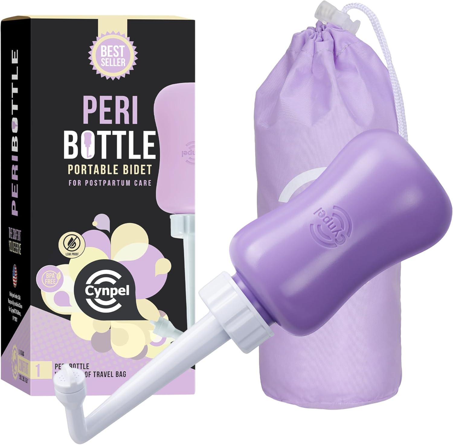 Cynpel Peri Bottle for Postpartum Care & Feminine Hygiene – Portable Bidet for Hemorrhoid Relief, 1 Pack, Purple