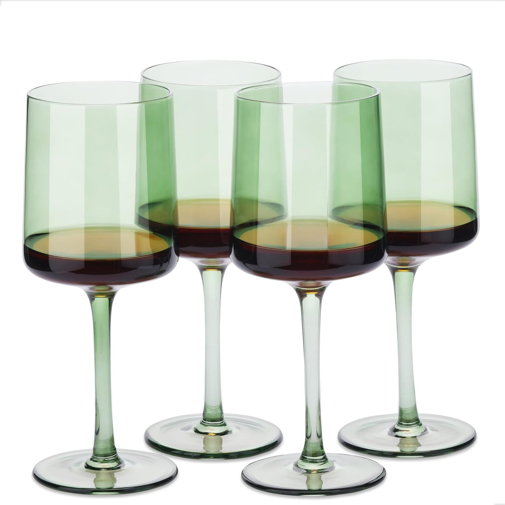 Navaris Mint Green Tinted Wine Glasses Set of 4 – 13.5oz Colored Stemmed Glassware for Wine, Cocktails & Desserts