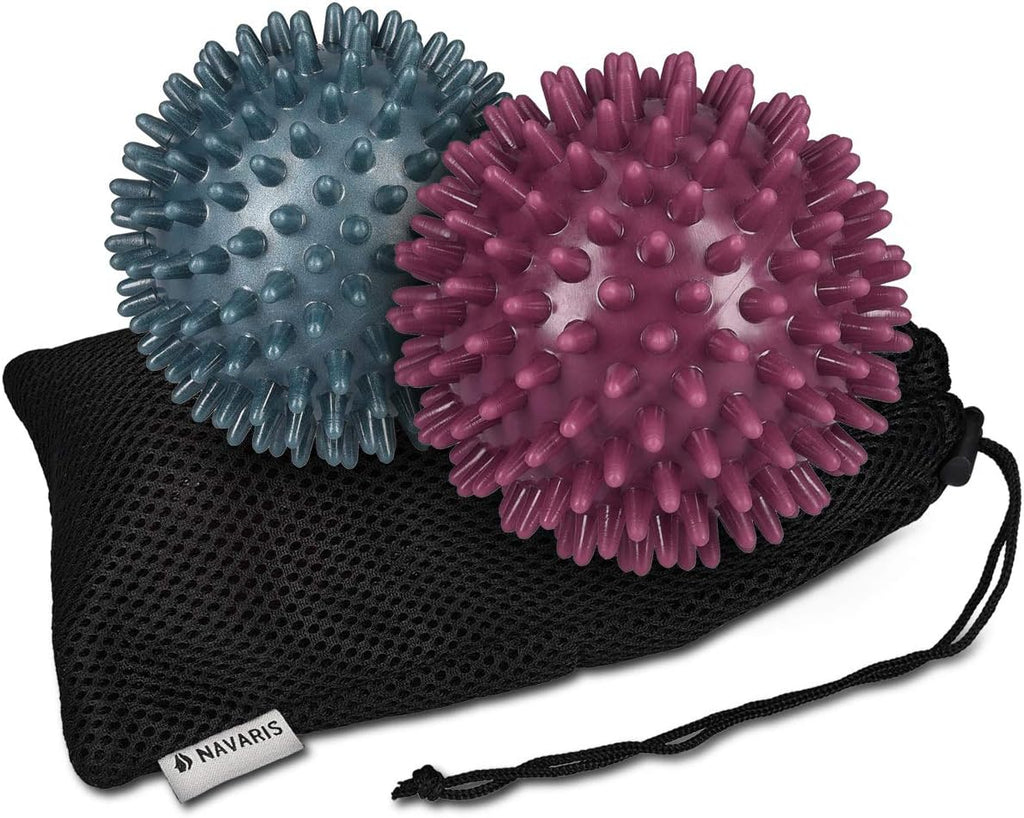 Navaris Spiky Massage Balls Set of 2 – Hedgehog Trigger Point Massage Balls for Self Massage & Muscle Recovery, 3-Inch Diameter