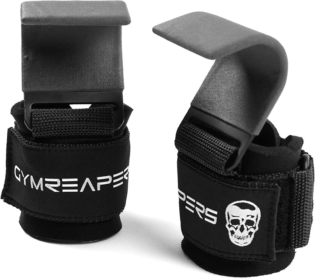 Navaris Weight Lifting Hook Straps – Pair of Neoprene Wrist Support Straps with Metal Hooks for Deadlifts, Pull-Ups & Strength Training