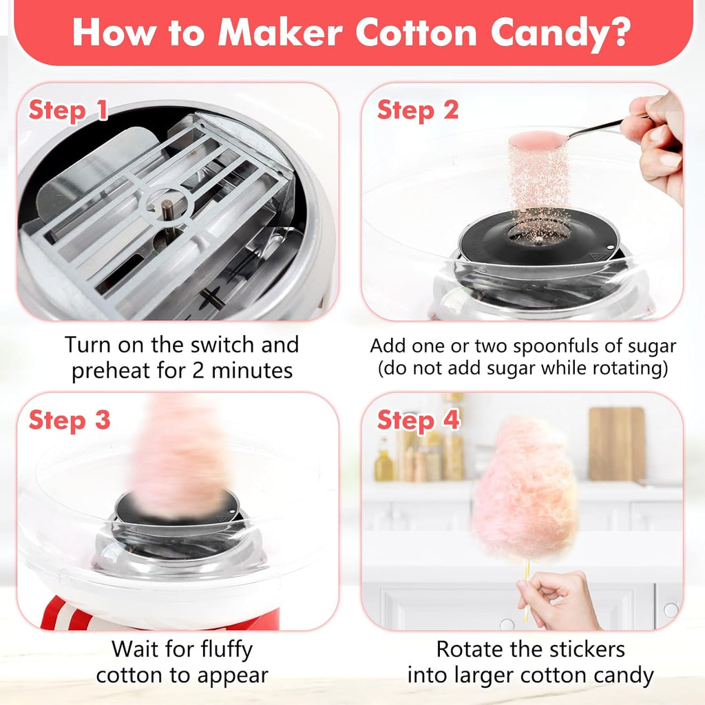 Bella Cotton Candy Maker Machine – Includes Cones & Scoop